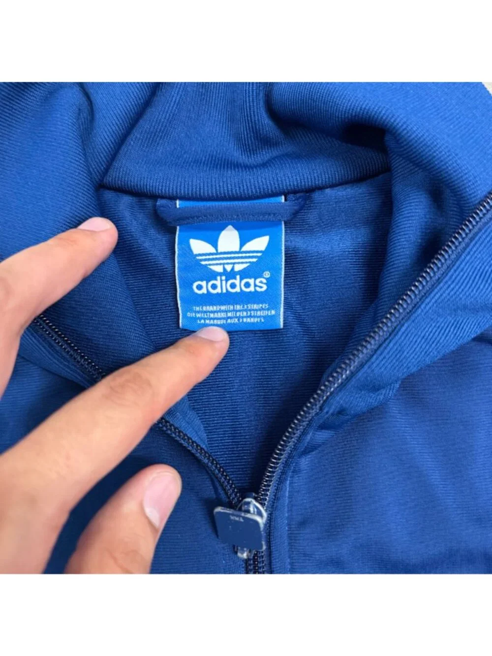 Retro Adidas Blue & Red Tracksuit Top Football Mofif Size M